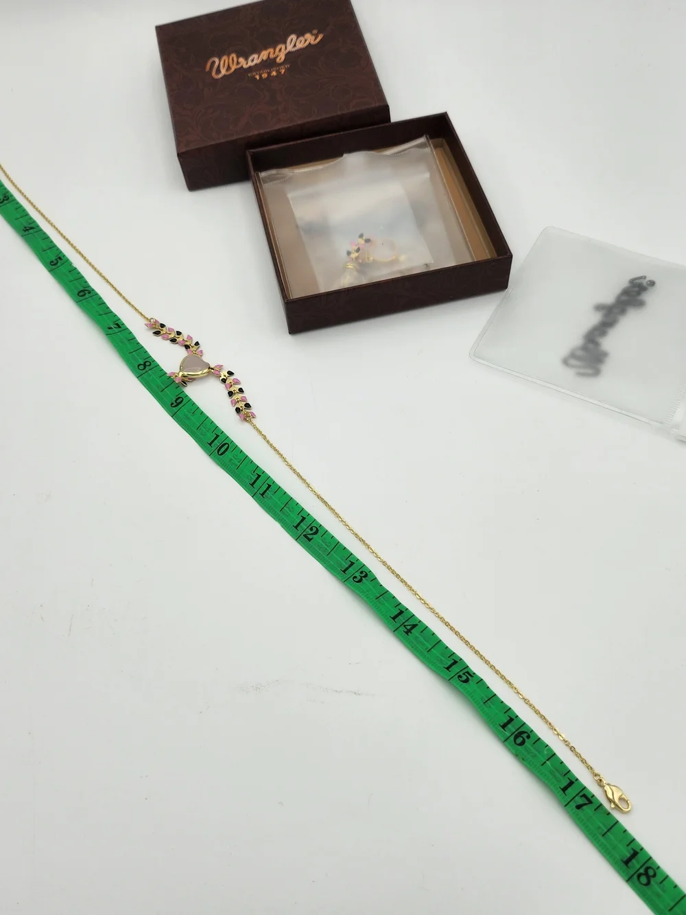 Wrangler Gold-Tone Pink & Black Heart Necklace and Earrings Set